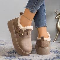 Moteriški platūs platforminiai sniego batai, didinantys aukštį pliušiniai klumpės, žieminiai šilti Birkenstocks didmeninė prekyba moterims 36 juoda