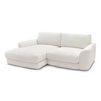 Baltos spalvos kampinė sofa iš boucle (su kairiuoju kampu/su gultu) Leonore – Bobochic Paris