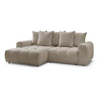 Smėlio spalvos sulankstoma/su sandėliavimo vieta kampinė sofa iš šenilinio audinio (su kairiuoju kampu/su gultu) Roxelane – Bobochic Paris