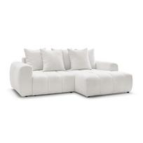 Baltos spalvos sulankstoma/su sandėliavimo vieta kampinė sofa iš boucle (su dešiniuoju kampu/su gultu) Roxelane – Bobochic Paris