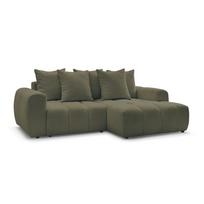 Khaki spalvos sulankstoma/su sandėliavimo vieta kampinė sofa iš boucle (su dešiniuoju kampu/su gultu) Roxelane – Bobochic Paris