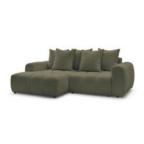 Khaki spalvos sulankstoma/su sandėliavimo vieta kampinė sofa iš boucle (su kairiuoju kampu/su gultu) Roxelane – Bobochic Paris