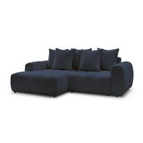 Mėlynos spalvos sulankstoma/su sandėliavimo vieta kampinė sofa iš boucle (su kairiuoju kampu/su gultu) Roxelane – Bobochic Paris