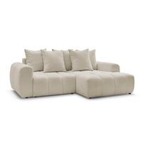 Smėlio spalvos sulankstoma/su sandėliavimo vieta kampinė sofa iš boucle (su dešiniuoju kampu/su gultu) Roxelane – Bobochic Paris