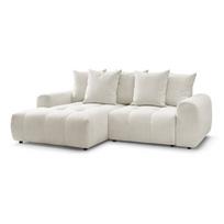 Baltos spalvos sulankstoma/su sandėliavimo vieta kampinė sofa iš šenilinio audinio (su kairiuoju kampu/su gultu) Roxelane – Bobochic Paris