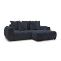 Mėlynos spalvos sulankstoma/su sandėliavimo vieta kampinė sofa iš boucle (su dešiniuoju kampu/su gultu) Roxelane – Bobochic Paris
