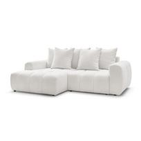 Baltos spalvos sulankstoma/su sandėliavimo vieta kampinė sofa iš boucle (su kairiuoju kampu/su gultu) Roxelane – Bobochic Paris