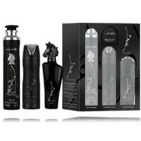 Lattafa Maahir Black Edition rinkinys vyrams ir moterims (100 ml. EDP + 200 ml. purškiamas dezodorantas + 300 ml. oro gaiviklis) - Rinkinys