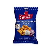 Kepinti žemės riešutai ESTRELLA, grietinės ir svogūnų skonio, su traškia luobele, 140g