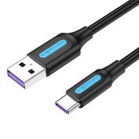 USB 2.0 A į USB-C kabelis Vention CORBI 5A 3m Juodas PVC