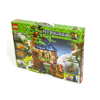 Lego stiliaus Minecraft konstruktorius - Kalėdinis namelis, LED, 537 dalys