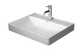 Duravit DuraSquare - Praustuvas-dubuo 60x47 cm, su 1 skyle maišytuvui, DuraCeram, su WonderGliss, Alpine White 23546000411