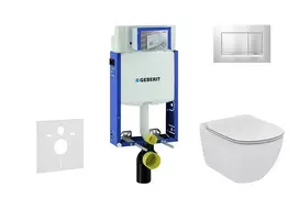 Geberit Kombifix - Pakabinamo tualeto su SIGMA30 mygtuko mygtuku montavimo elementas, matinis chromas / chromas + Ideal Standard Tesi - Tualetas ir klozeto dangtis, Aquablade, SoftClose 110.302.00.5 NU7