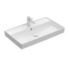 Villeroy & Boch Collaro - praustuvas, 80x47 cm, su perpildymo funkcija, su maišytuvo skyle, CeramicPlus, Alpine White 4A3380R1