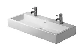Duravit Vero dvigubas praustuvas 100x47 cm, su perpildymo ventiliu, 2 skylės maišytuvui, Alpių baltas 0454100024