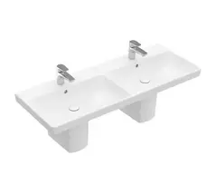 Villeroy & Boch Avento dviguba praustuvo spintelė 120x47 cm, su perpildymo funkcija, 2 maišytuvo skylės, Alpine White 4A23CK01