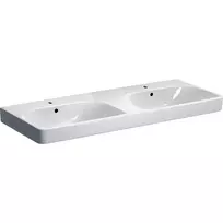 Geberit Smyle Square dvigubas praustuvas 120x48 cm, su perpildymo anga, 2 maišytuvo skylės, baltas 500.223.01.1