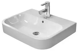 Duravit Happy D.2 -  praustuvas, 60x46 cm, 1 skylė maišytuvui, su WonderGliss, Alpine White 23156000001