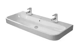 Duravit Happy D.2 dvigubas praustuvas 120x51 cm, su perpildymo anga, 2 skylės maišytuvui, baltas 2318120024