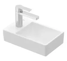 Villeroy & Boch Avento Compact praustuvas, 36x22 cm, be perpildymo angos, su maišytuvo skyle kairėje, Alpine White 43003R01