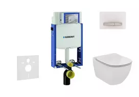 Geberit Kombifix - Pakabinamo tualeto su SIGMA50 mygtuko mygtuku montavimo elementas, Alpių balta spalva + Ideal Standard Tesi - Tualetas ir klozeto dangtis, Aquablade, SoftClose 110.302.00.5 NU8