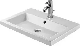 Duravit 2nd floor praustuvas su perpildymo anga, 58x47 cm, baltas - 1 skylė maišytuvui 0347600000