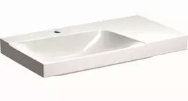 Geberit Xeno 2 - Praustuvas 90x48 cm, be maišytuvo angos ir perpildymo angos, su lentynėle dešinėje, su KeraTect, baltas 500.533.01.1