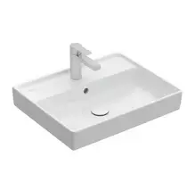 Villeroy & Boch Collaro praustuvas 60x47 cm, su perpildymo vožtuvu, su skyle maišytuvui, Alpine White 4A336001