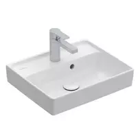 Villeroy & Boch Collaro Compact praustuvas, 45x22 cm, su perpildymo funkcija, su skyle maišytuvui, Alpine White 43344501