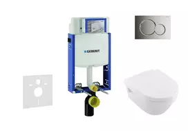 Geberit Kombifix - Pakabinamo tualeto su SIGMA30 mygtuko mygtuku montavimo elementas, matinis chromas / chromas + Ideal Standard Tesi - Tualetas ir klozeto dangtis, DirectFlush, SoftClose, CeramicPlus 110.302.00.5 NB2