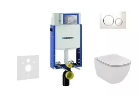 Geberit Kombifix - Pakabinamo tualeto su SIGMA20 mygtuko mygtuku montavimo elementas, baltas / blizgus chromas + Ideal Standard Tesi - tualetas ir klozeto dangtis 110.302.00.5 NF4