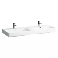 Laufen Pro S - Dvigubas praustuvas 130x46 cm, su 2 skylėmis maišytuvui, baltas H8149680001041