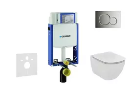 Geberit Kombifix - Pakabinamo tualeto su SIGMA01 nuleidimo mygtuku montavimo elementas, poliruoto chromo spalvos + Ideal Standard Tesi - Tualetas ir klozeto dangtis 110.302.00.5 NF2