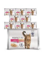 PERFECT FIT Adult  konservai 36x85g - šlapias kačių maistas padaže (su vištiena ir žirniais, su jautiena ir morkomis)