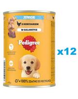 PEDIGREE Junior 12 x 400g pilnavertis drėgnas pašaras augantiems šunims su vištiena drebučiuose