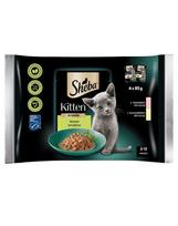 SHEBA Kitten Skonių pasirinkimas 5x4x85 g drėgno visaverčio kačiukų ėdalo padažo gabalėliais su: lašiša, vištiena