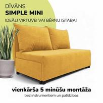 Dvivietis išskleidžiamas sofos Simple Mini, Podrez, geltonos spalvos