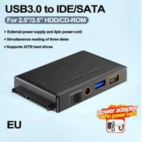 USB 3.0 į SATA IDE kietojo disko adapterio keitiklis kietojo disko skaitytuvas 3,5 2,5 colio HDD/SSD CD DVD ROM CD-RW 3 viename USB IDE SATA adapteris EU Plug