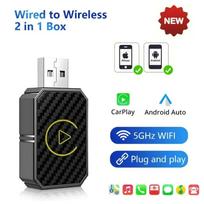 2 viename NAUJAS belaidis CarPlay Android Auto adapteris USB raktas išmanus mini dėžutė Bluetooth Wifi Plug and Play skirtas OEM automobilinei stereo sistemai juoda