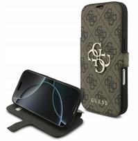 Knygelės tipo dėklas iPhone 17 Pro rudas Guess