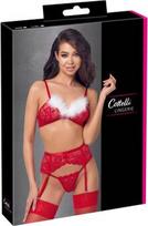 Kalėdinis seksualaus apatinio trikotažo komplektas Cottelli Lingerie, L/XL, raudonas, L/XL