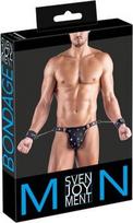 Vyriški stringai su minkštais rankogaliai Svenjoyment Bondage, S, juodi, S