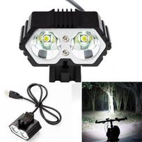 Bicycle Headlight 1800LM 2*XM-L T6 LED USB Waterproof Lamp Bike Light Front Cycling Flashlight Lamp Luz Delantera Bicicleta juoda