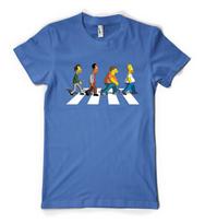 Animacinis Simpsonų kirtimas per Abbey Road Personalizuoti unisex suaugusiųjų marškinėliai S