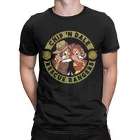 Vyriški Voveriukų Gelbėtojų Rangers Logo Marškinėliai Chip ir Dale 100% Medvilnės Viršutiniai Drabužiai Hipsteriški Trumpomis Rankovėmis Apvalia Kaklo Marškinėliai Vasariniai Marškinėliai#Spalva(3) S juoda