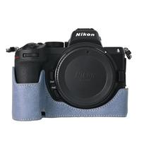 PU Odos Fotoaparato Pusės Dėklas Nikon Z6II Z7II Z5 Apatinis Atidarymas Magnetinis Dangtelis mėlyna