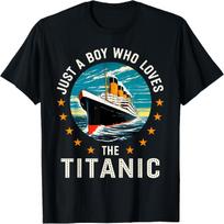 A Boy Who Loves the RMS Titanic Boys T-Shirt S juoda