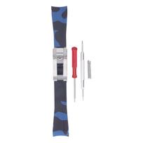 20mm Rubber Watch Strap Watch Band Rubber Replacement Watchband for Men Camouflage Blue and Silver gray