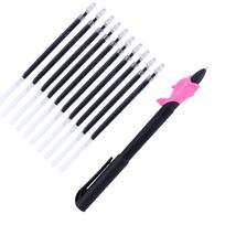 Magic Joke Ball Pen Invisible Slowly Disappear Ink Within One Hour Material Ball Pens + 10 Pcs Refill Pen Holder mėlyna