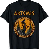 Agema Apparel Unisex-Suaugusiems Artemis Graikų Deivė Graikų Mitologija Marškinėliai, Juodi, Maži S juoda